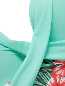 Sale Retro Stage [Plus Size] 1940s Strap Flowers One-Piece Swimsuit