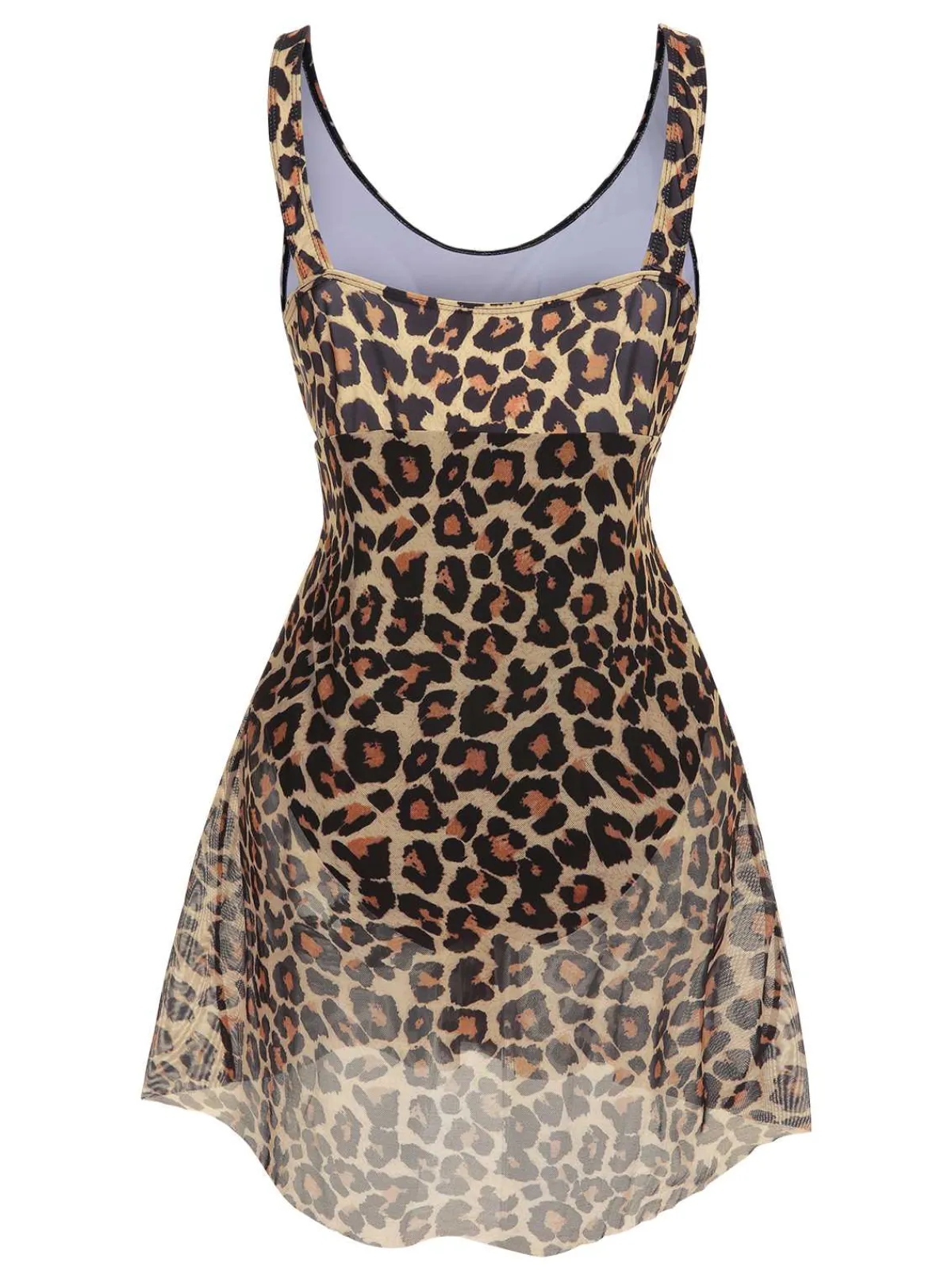 Best Retro Stage [Plus Size] 1940s Strap Print One-Piece Skirt Swimsuit