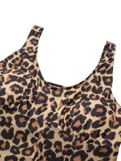 Best Retro Stage [Plus Size] 1940s Strap Print One-Piece Skirt Swimsuit