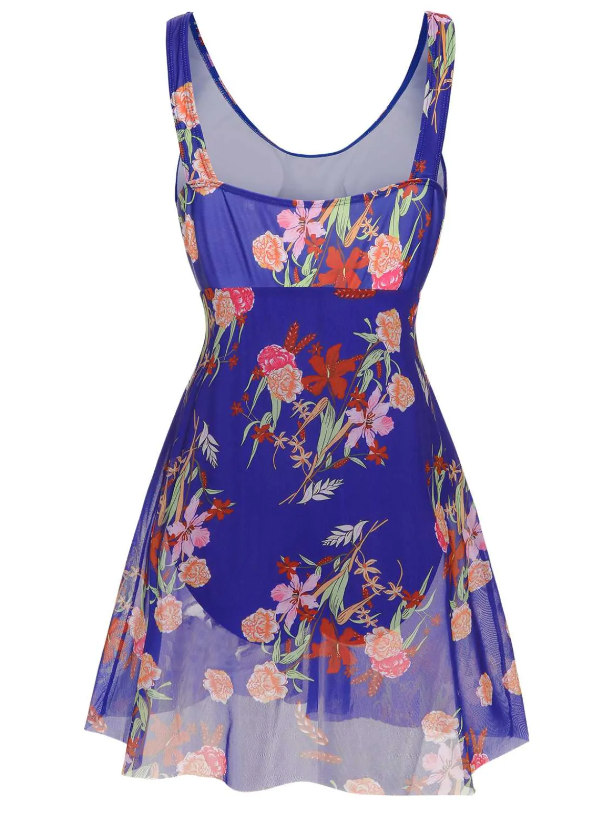 Best Retro Stage [Plus Size] 1940s Strap Print One-Piece Skirt Swimsuit
