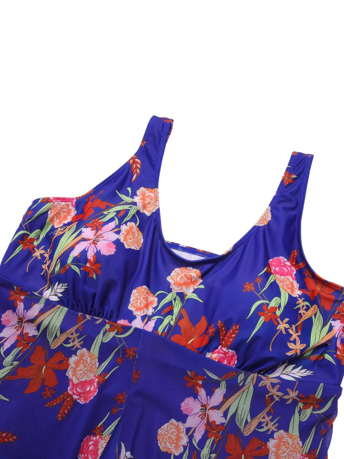 Best Retro Stage [Plus Size] 1940s Strap Print One-Piece Skirt Swimsuit