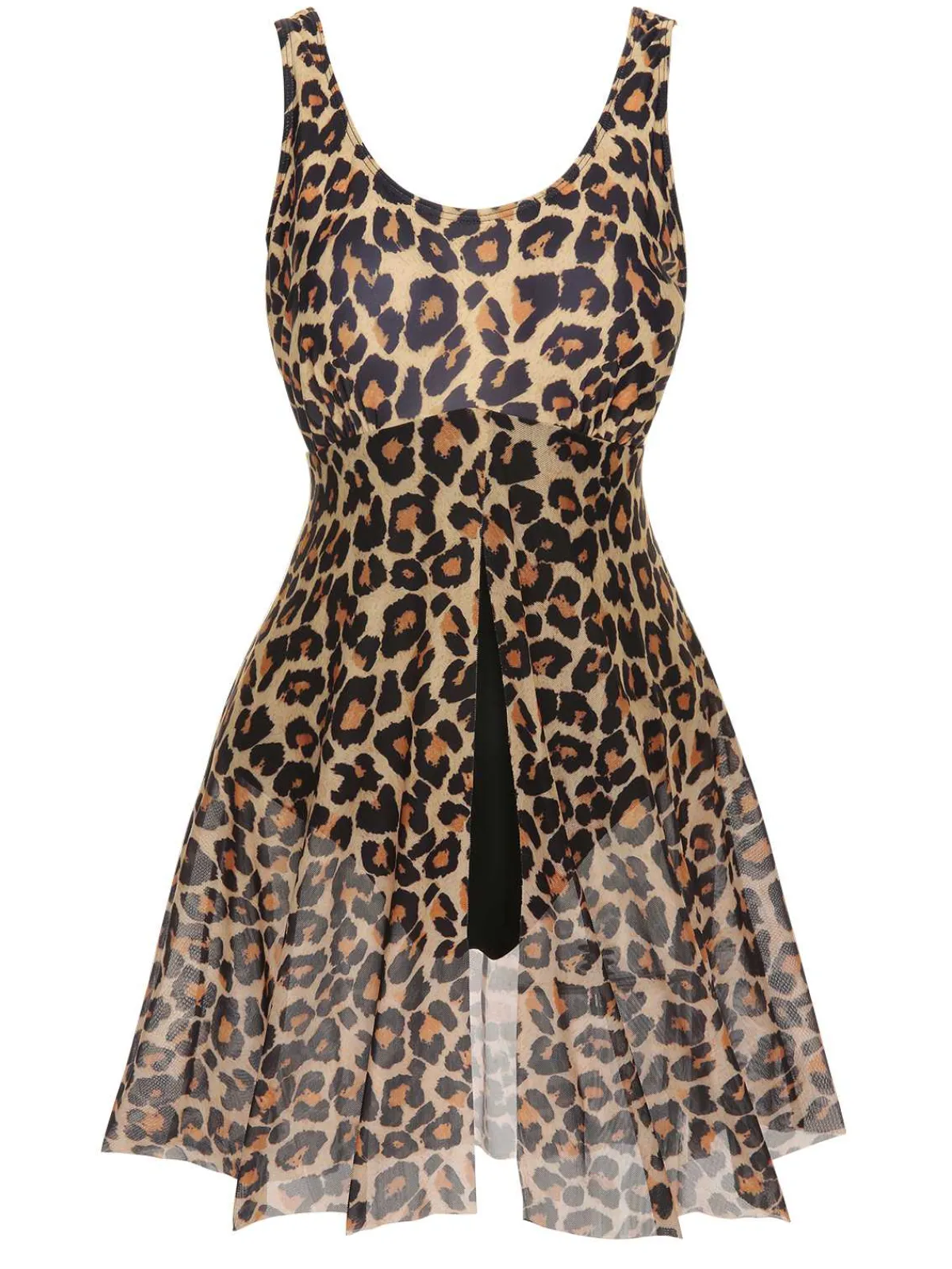 Best Retro Stage [Plus Size] 1940s Strap Print One-Piece Skirt Swimsuit