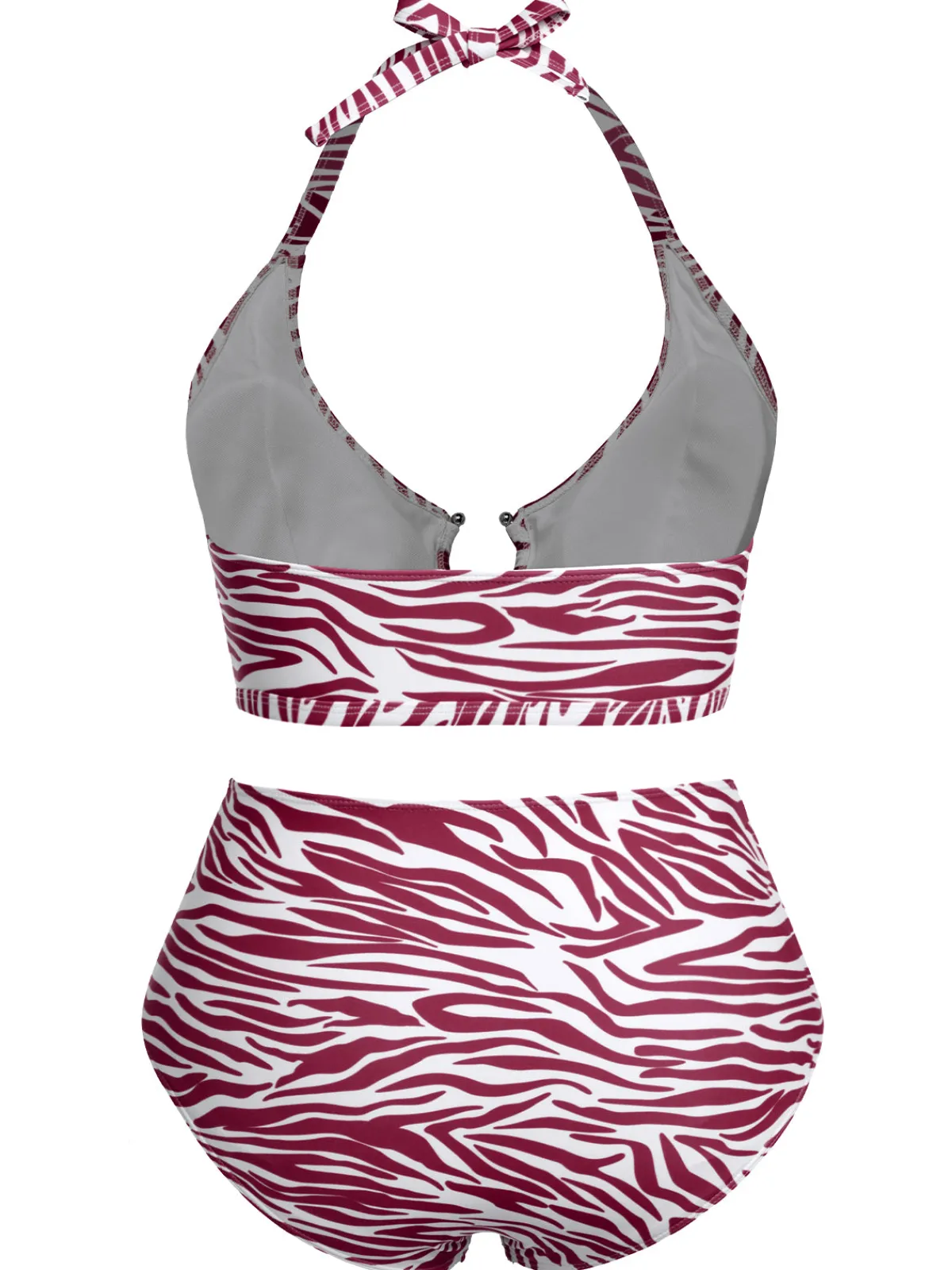 Online Retro Stage [Plus Size] 1940s Zebra Print Cutout Halter Swimsuit