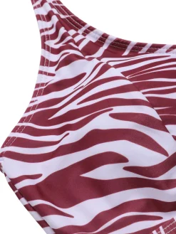 Online Retro Stage [Plus Size] 1940s Zebra Print Cutout Halter Swimsuit