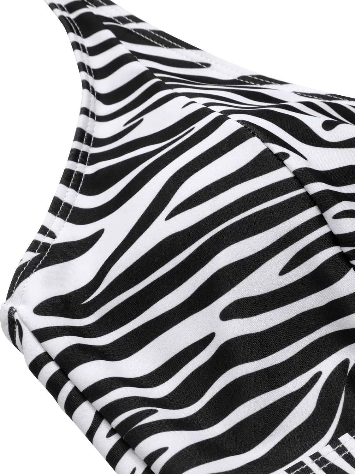 Online Retro Stage [Plus Size] 1940s Zebra Print Cutout Halter Swimsuit