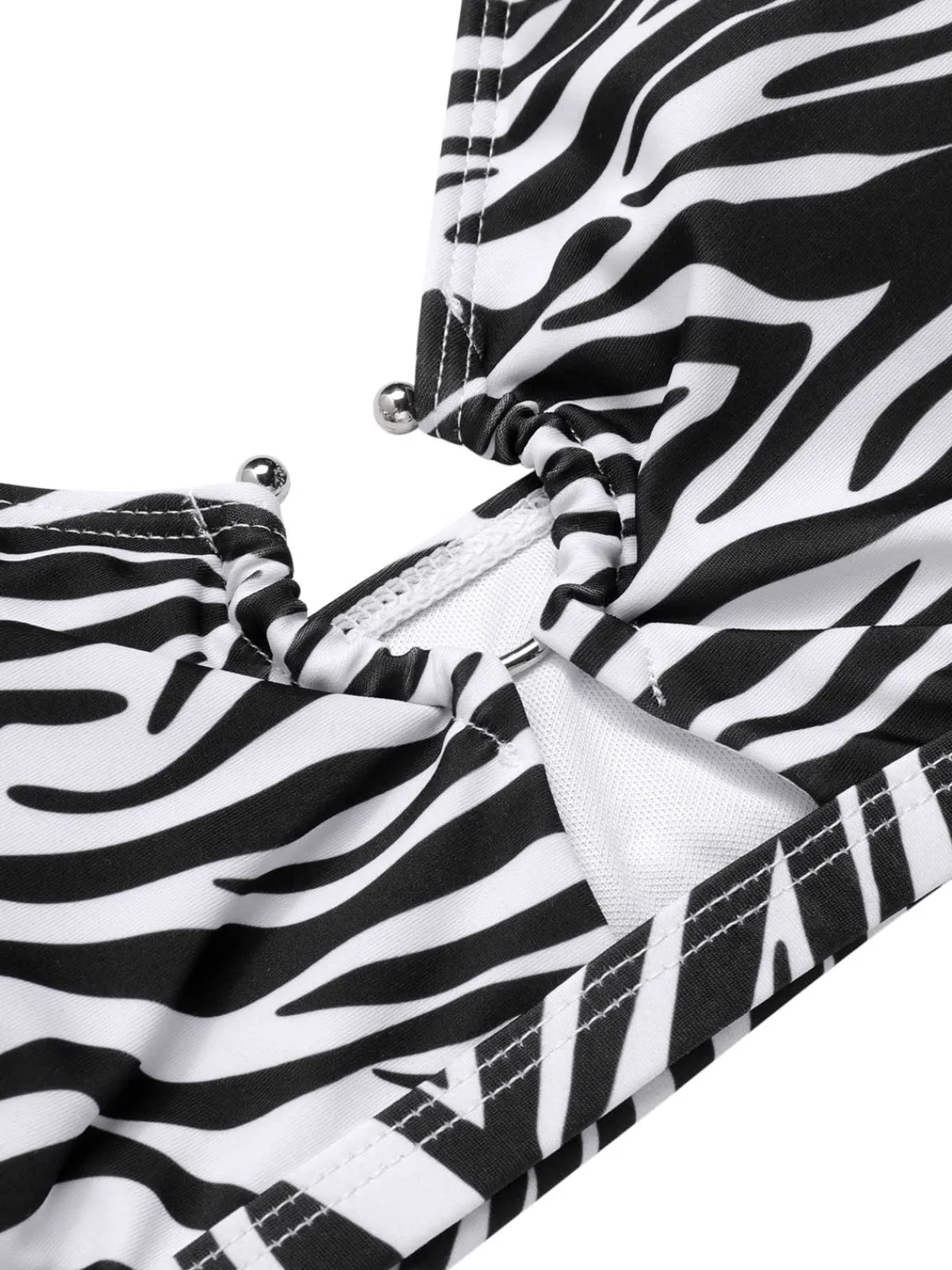 Online Retro Stage [Plus Size] 1940s Zebra Print Cutout Halter Swimsuit