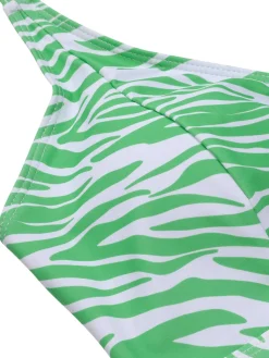 Online Retro Stage [Plus Size] 1940s Zebra Print Cutout Halter Swimsuit