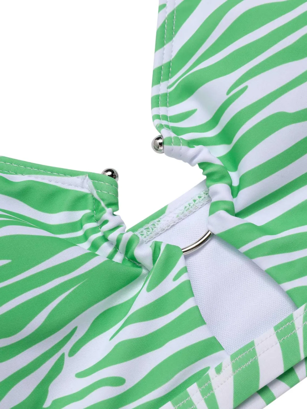 Online Retro Stage [Plus Size] 1940s Zebra Print Cutout Halter Swimsuit