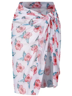 Best Retro Stage [Plus Size] 1930s Floral Bikini Set & Cover-Up Wine Red