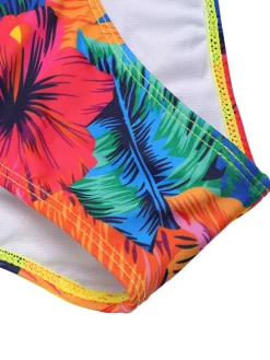 Clearance Retro Stage [Plus Size] 1940s Ruffles Floral Swimsuit Yellow
