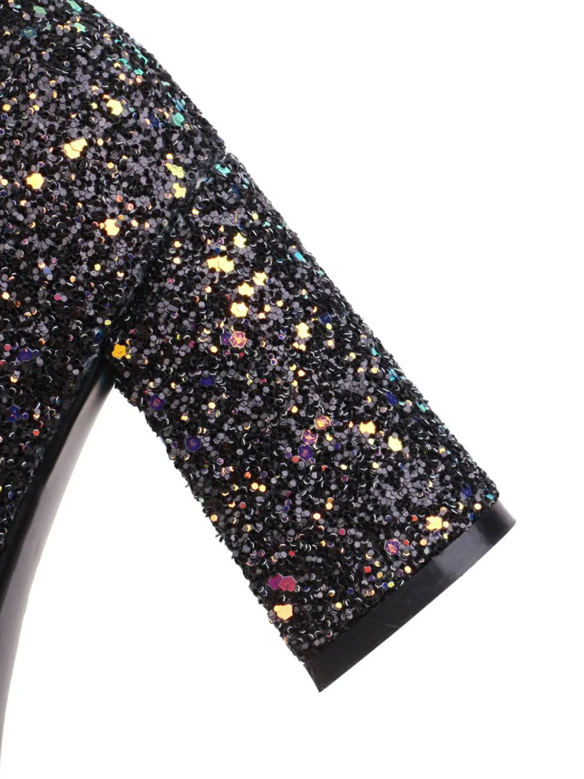 Fashion Retro Stage Point Toe Sequined Chunky Heel Ankle Boots