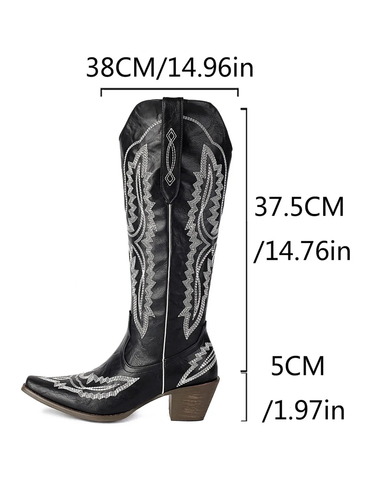 Outlet Retro Stage Pointed Embroidered Cowboy Knee-High Boots