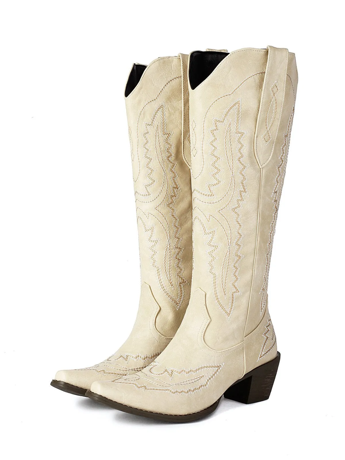 Outlet Retro Stage Pointed Embroidered Cowboy Knee-High Boots