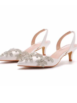 Best Retro Stage Pointed Rhinestoned Slingback Stiletto High Heels Silver