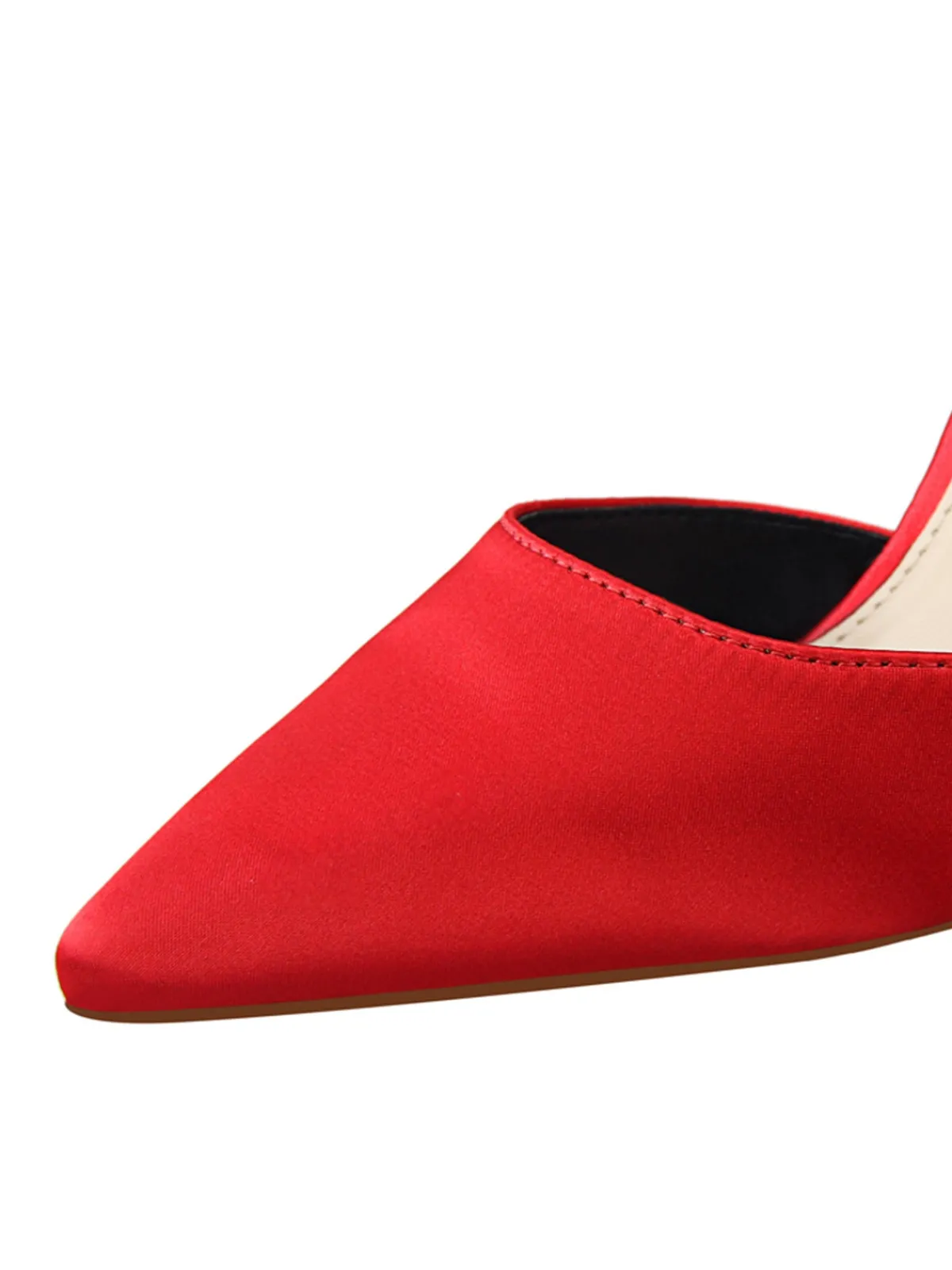 New Retro Stage Pointed Toe Bow Strap Satin High Heels Shoes