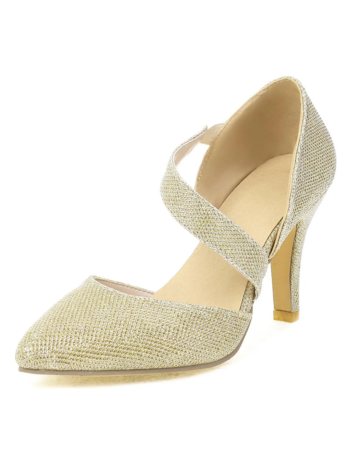 Fashion Retro Stage Pointed Toe Glitter Oblique Strap High Heels