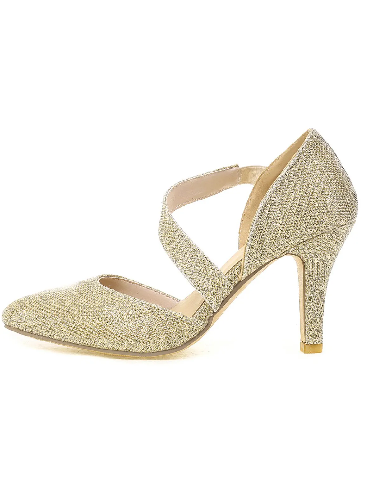 Fashion Retro Stage Pointed Toe Glitter Oblique Strap High Heels