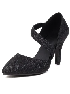 Fashion Retro Stage Pointed Toe Glitter Oblique Strap High Heels