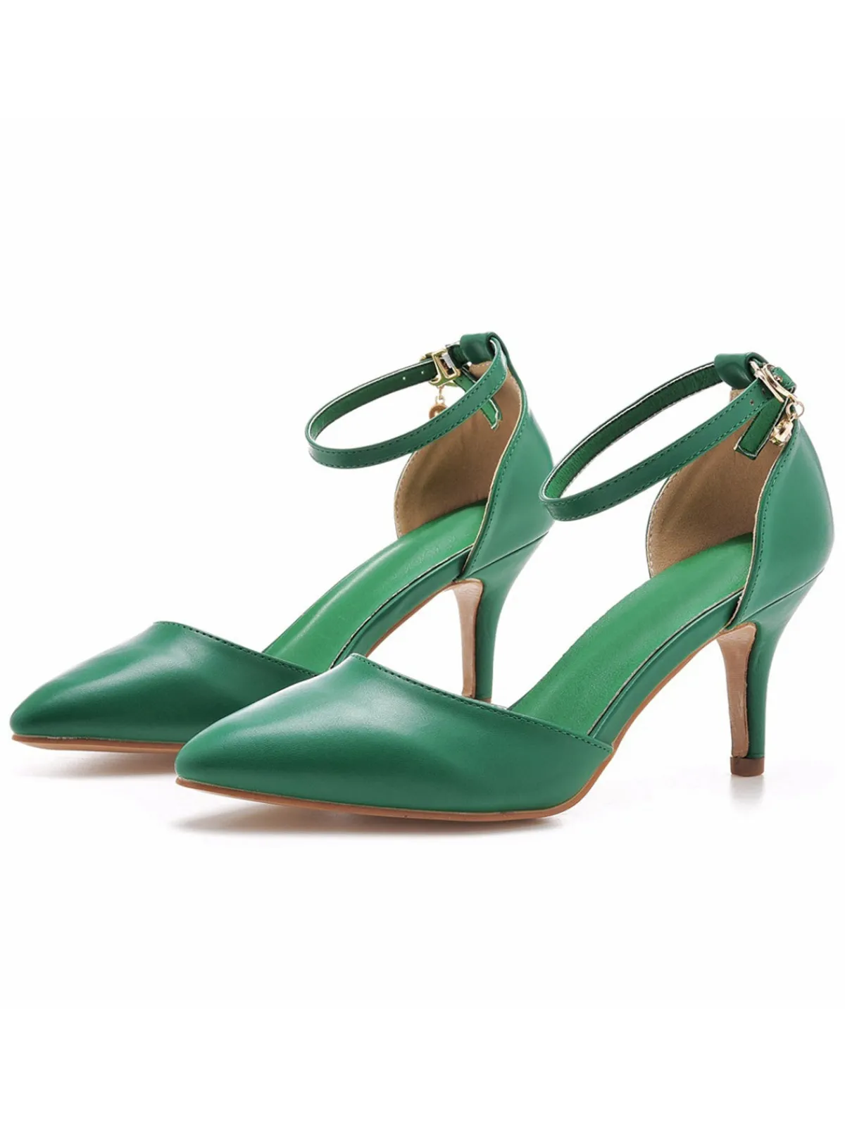 New Retro Stage Pointed Toe Leather Stiletto Heels Shoes