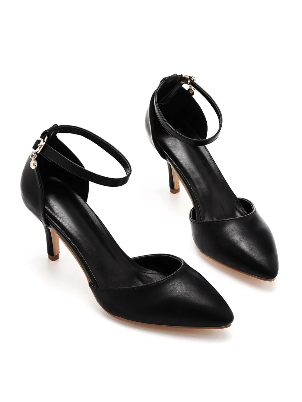 New Retro Stage Pointed Toe Leather Stiletto Heels Shoes