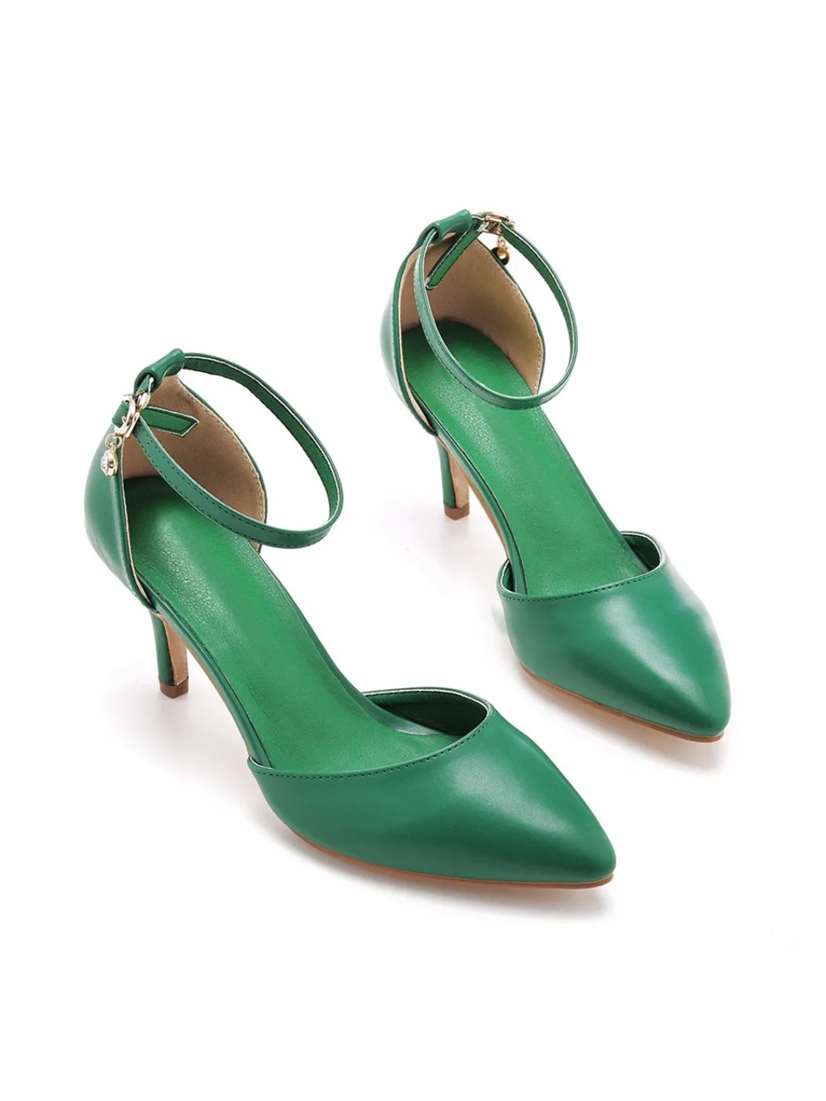 New Retro Stage Pointed Toe Leather Stiletto Heels Shoes