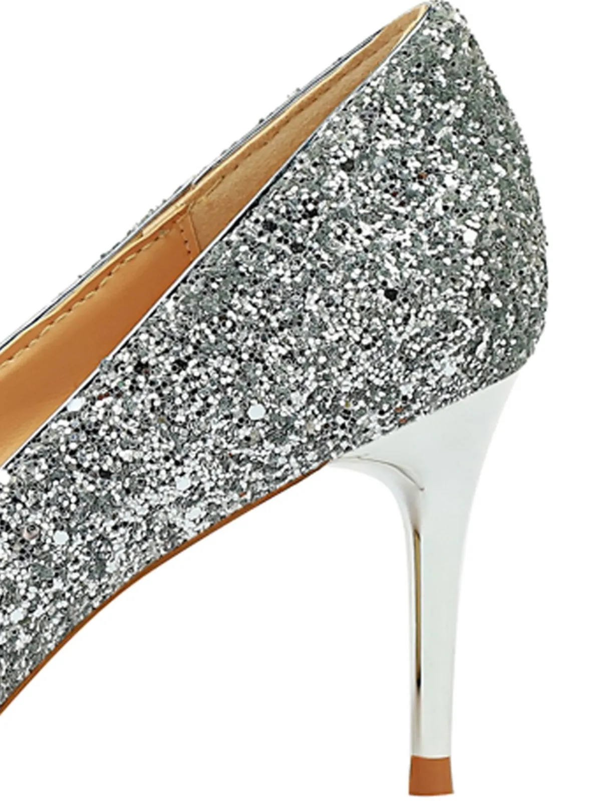 Outlet Retro Stage Pointed Toe Sequins Glitter High Heels Shoes