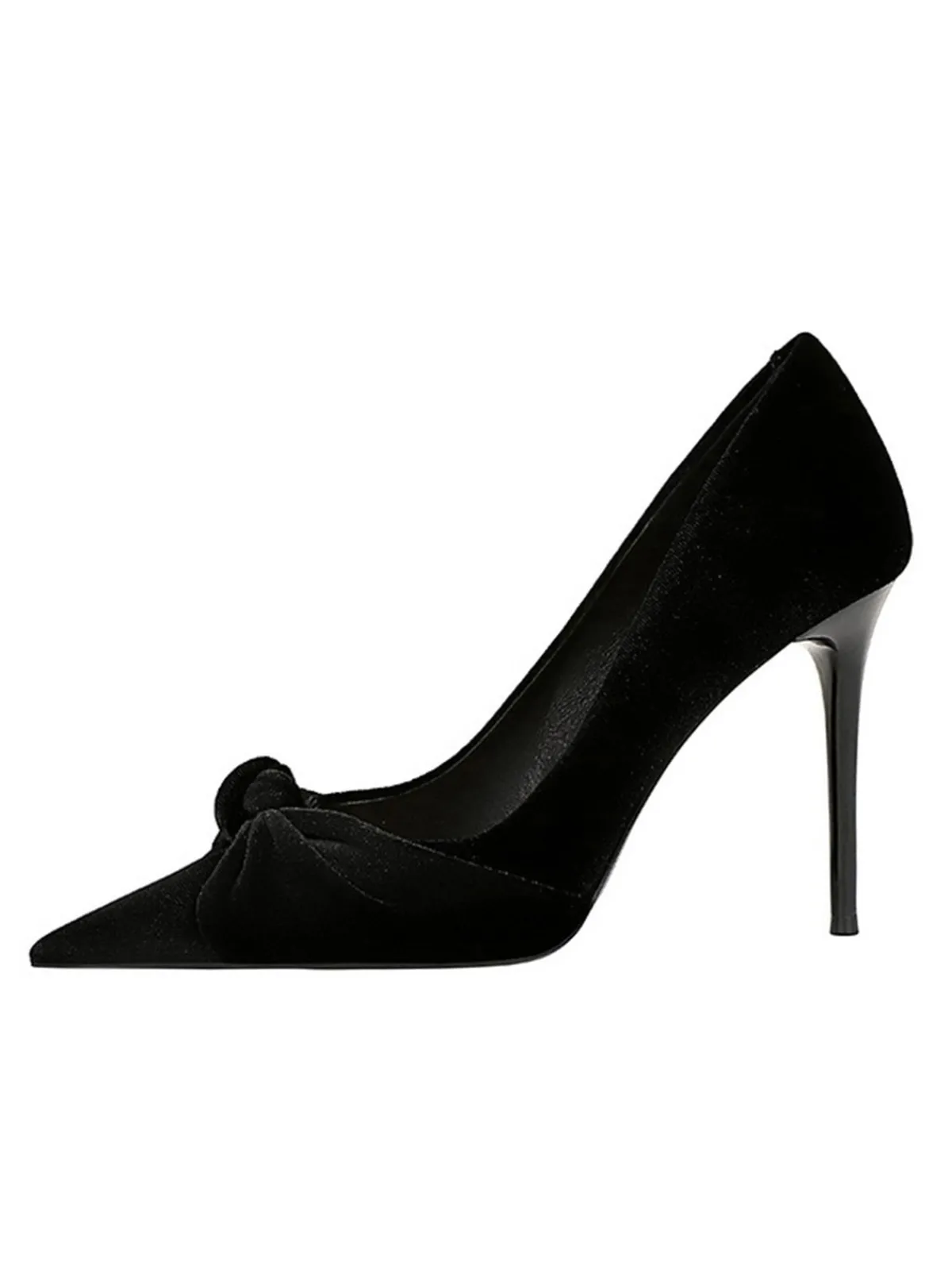 New Retro Stage Pointed Toe Velvet Stiletto Heels Shoes