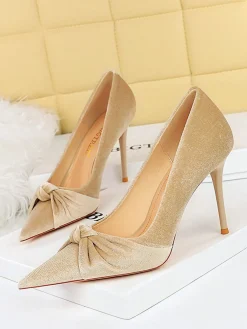 New Retro Stage Pointed Toe Velvet Stiletto Heels Shoes