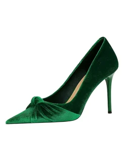 New Retro Stage Pointed Toe Velvet Stiletto Heels Shoes