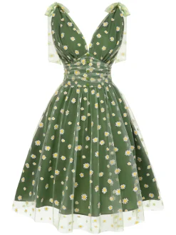 Clearance Retro Stage [Pre-Sale] Black 1950s Cherry Mesh Swing Dress