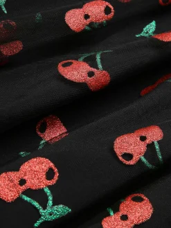 Clearance Retro Stage [Pre-Sale] Black 1950s Cherry Mesh Swing Dress