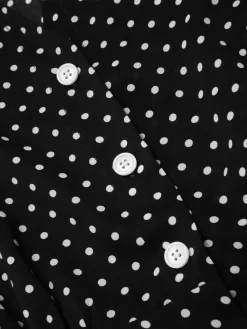 Best Retro Stage [Pre-Sale] 1940s Polka Dots Tie Neck Dress Black
