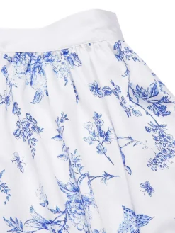 Sale Retro Stage [Pre-Sale] 1950s & White Porcelain Floral Skirt Blue