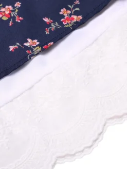Sale Retro Stage [Pre-Sale] 1950s Halter Lace Pure Cotton Floral Dress Blue