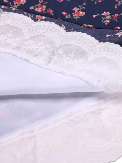 Sale Retro Stage [Pre-Sale] 1950s Halter Lace Pure Cotton Floral Dress Blue