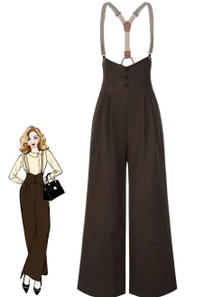 Outlet Retro Stage [Pre-Sale] 1950s Button Suspender Pants Dark Brown