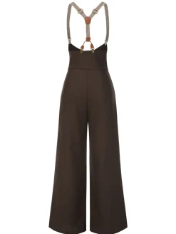 Outlet Retro Stage [Pre-Sale] 1950s Button Suspender Pants Dark Brown