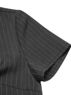 Hot Retro Stage [Pre-Sale] 1950s Striped Office Style Belted Jumpsuit Dark Gray