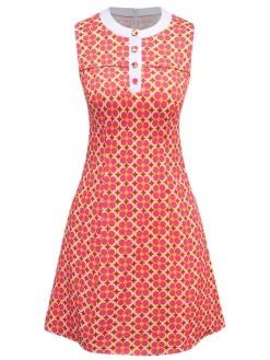 Best Retro Stage [Pre-Sale] 1960s Hippie Floral Round Neck Dress Orange