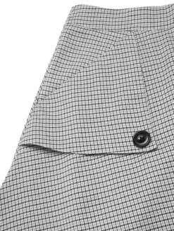 Discount Retro Stage [Pre-Sale] 2PCS 1950s Off-Shoulder Top & Pocket Plaids Skirt Black & Grey