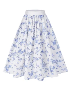 Best Retro Stage [Pre-Sale] 2PCS 1950s Off-Shoulder Puff Top & Floral Skirt White