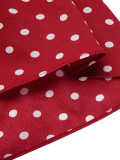 Best Retro Stage [Pre-Sale] 1960s Lace Patchwork Polka Dots Pleated Dress Red