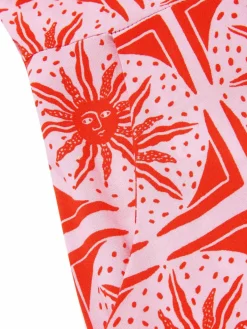 New Retro Stage [Pre-Sale] 1970s Boho Sun Print Button Romper Rose Pink