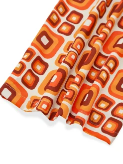Hot Retro Stage [Pre-Sale] 1960s Mandarin Collar Geometric Hippie Jumpsuit Orange