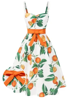 Discount Retro Stage [Pre-Sale] 1950s Bow-Waist Strap Dress Orange