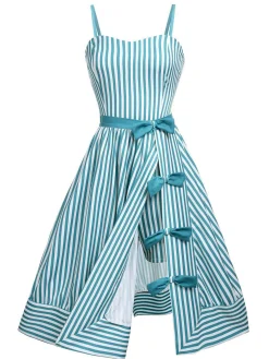 Clearance Retro Stage [Pre-Sale] 1950s Stripes Romper & Skirt Turquoise