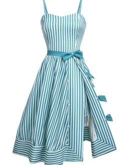 Clearance Retro Stage [Pre-Sale] 1950s Stripes Romper & Skirt Turquoise