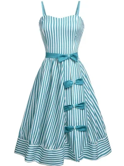 Clearance Retro Stage [Pre-Sale] 1950s Stripes Romper & Skirt Turquoise