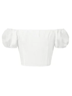 Discount Retro Stage [Pre-Sale] 1950s Off-Shoulder Puff Pleated Top White