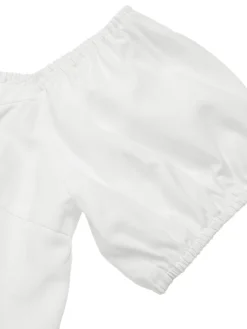 Discount Retro Stage [Pre-Sale] 1950s Off-Shoulder Puff Pleated Top White